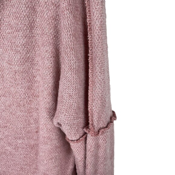 Bibi size L Slouchy Soft Oversized Sweater Reverse Seams Big Buttons Pink - Picture 4 of 5
